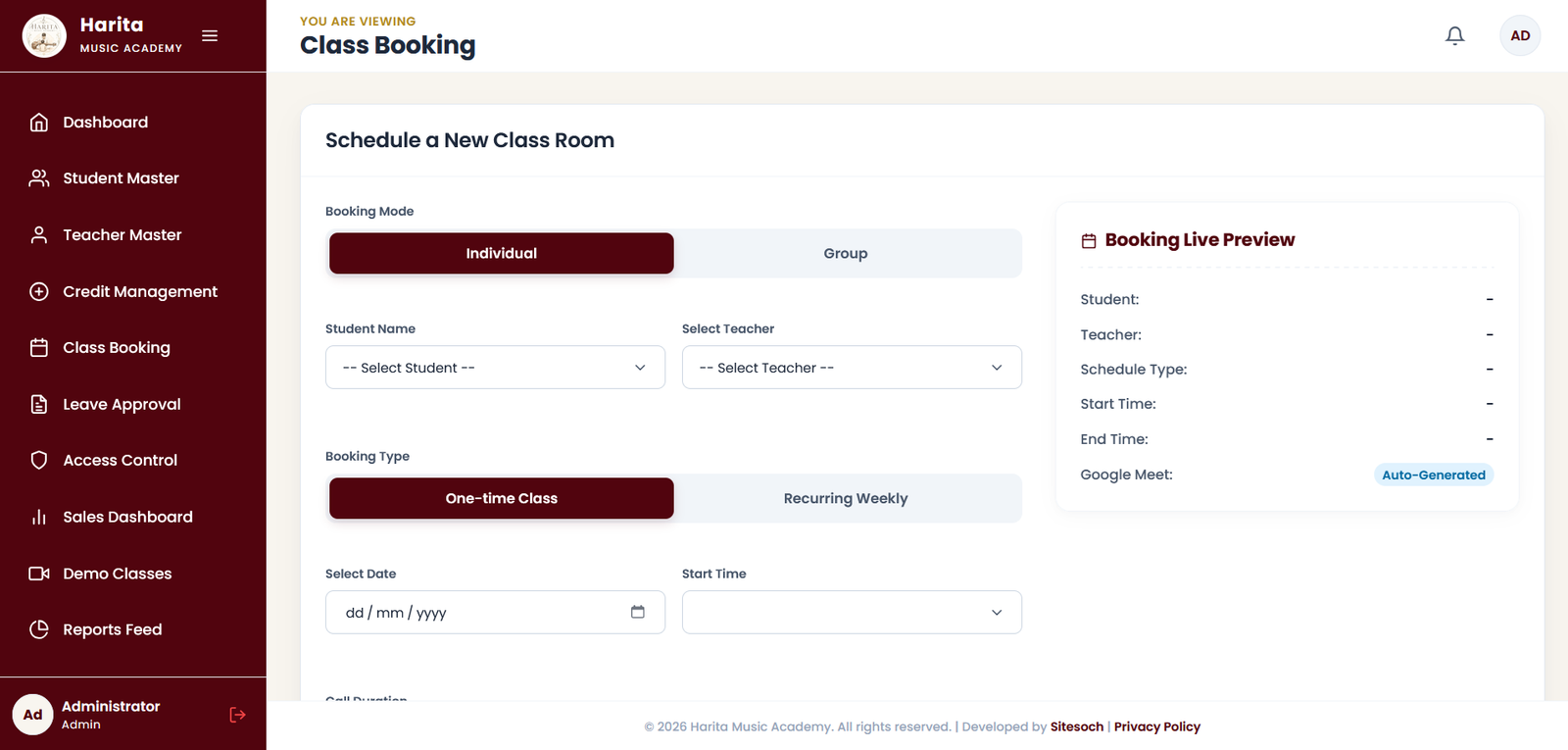 Student Dashboard Mockup